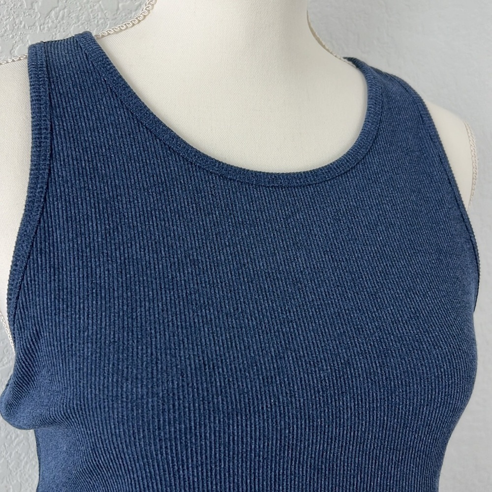 Threads 4 Thought ReActive Ribbed Crop Tank Top Navy Blue Large NWT Racerback - Picture 4 of 11